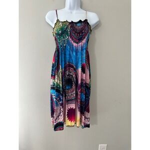 Prestige Edge Women's‎ Colorful Paisley Print Y2K Spaghetti Strap Dress